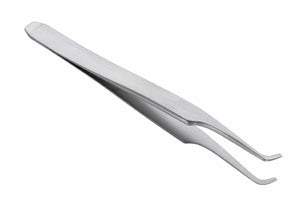 Clamping tweezers bent for tubes lace